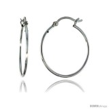 Sterling Silver Tube Hoop Earrings with Post-Snap Closure, 1mm thin 1 in round