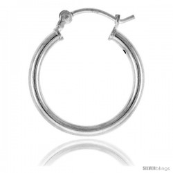 Sterling Silver Tube Hoop Earrings with Post-Snap Closure 2mm thick 11/16 in round