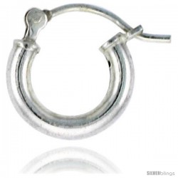 Sterling Silver Tube Hoop Earrings with Post-Snap Closure 2.5mm 1/2 in round