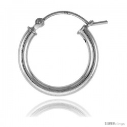 Sterling Silver Tube Hoop Earrings with Post-Snap Closure 2.5mm 11/16 in round