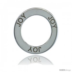 Sterling Silver JOY Open Circle Disc Pendant, 21mm (13/16 in) wide