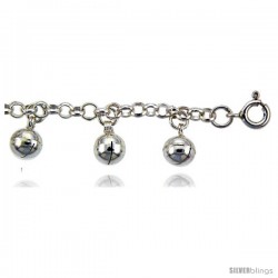 Sterling Silver Rolo Anklet w/ Chime Balls