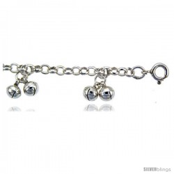 Sterling Silver Rolo Anklet w/ Clustered Chime Balls