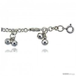 Sterling Silver Anklet w/ Clustered Chime Balls