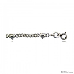 Sterling Silver Curb Links Anklet w/ Hearts
