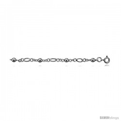 Sterling Silver Anklet w/ Balls & Oval Cut Out links