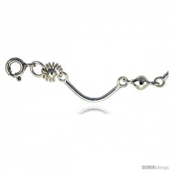 Sterling Silver Anklet w/ Flowers and Beads