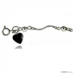 Sterling Silver Anklet w/ Hearts and Beads