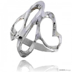 Sterling Silver Freeform Ring Polished finish 1 in wide