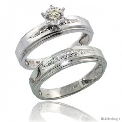 10k White Gold Ladies' 2-Piece Diamond Engagement Wedding Ring Set, 3/16 in wide -Style 10w113e2