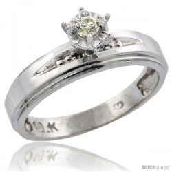 10k White Gold Diamond Engagement Ring, 3/16 in wide -Style 10w113er