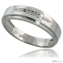 10k White Gold Men's Diamond Wedding Band, 1/4 in wide -Style 10w113mb