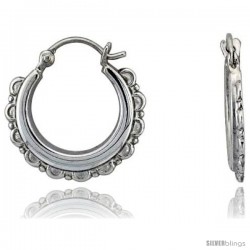 Sterling Silver High Polished Hoop Earrings, 13/16" Long