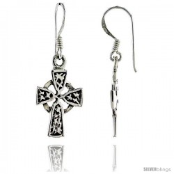 Sterling Silver Celtic High Cross Dangle Earrings, 1 15/16 in tall