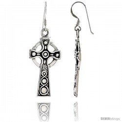 Sterling Silver Celtic Healing Cross Dangle Earrings, 1 15/16 in tall