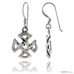 Sterling Silver 4-Way Celtic Quaternary Knot Dangle Earrings, 1 1/4 in tall