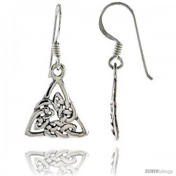 Sterling Silver Triquetra Celtic Dangle Earrings, 1 3/16 in tall