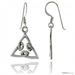Sterling Silver Triquetra Celtic Dangle Earrings, 1 3/16 in tall -Style Te909