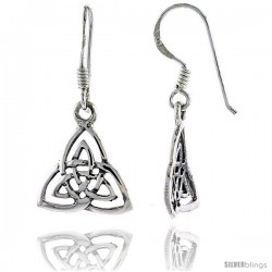 Sterling Silver Triquetra Celtic Dangle Earrings, 1 3/16 in tall -Style Te910