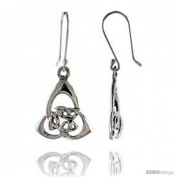 Sterling Silver Triquetra Celtic Dangle Earrings, 1 5/16 in tall