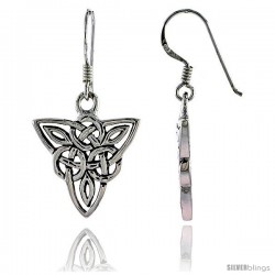 Sterling Silver Triquetra Celtic Dangle Earrings, 1 5/16 in tall -Style Te912