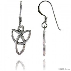 Sterling Silver Triquetra Celtic Dangle Earrings, 1 3/16 in tall -Style Te913