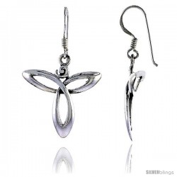 Sterling Silver Celtic Triquetra Knot Trinity Dangle Earrings, 1 1/2 in tall