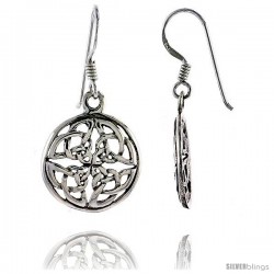 Sterling Silver Celtic Circle Dangle Earrings, 1 1/4 in tall