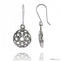 Sterling Silver Celtic Dangle Earrings, w/ Interlacing Circles 1 1/4 in tall