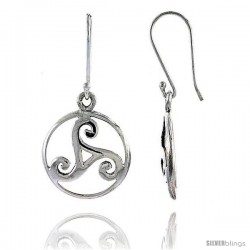 Sterling Silver Celtic Threefold Knot Dangle Earrings, 1 5/16 in tall