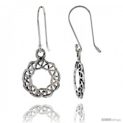 Sterling Silver Wreath Celtic Dangle Earrings, 1 3/16 in tall