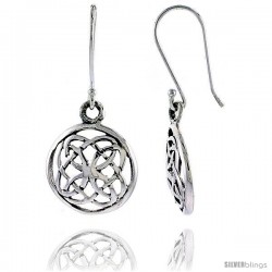 Sterling Silver Celtic Circle Dangle Earrings, 1 1/4 in tall -Style Te924