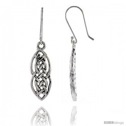 Sterling Silver Marquise-shaped Celtic Dangle Earrings, 1 9/16 in tall