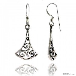 Sterling Silver Celtic Threefold Knot Dangle Earrings, 1 7/16 in tall