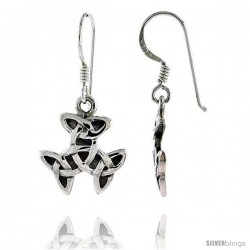 Sterling Silver Interlacing Trinity Celtic Dangle Earrings, 1 3/16 in tall