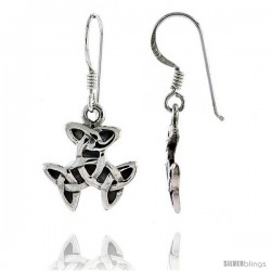 Sterling Silver Interlacing Trinity Celtic Dangle Earrings, 1 3/16 in tall