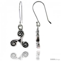 Sterling Silver Celtic Threefold Knot Dangle Earrings, 1 3/16 in tall