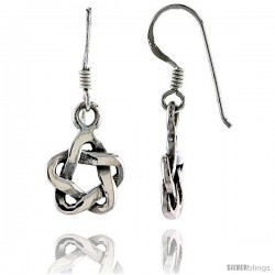 Sterling Silver Knot Star Celtic Dangle Earrings, 1 1/8 in tall