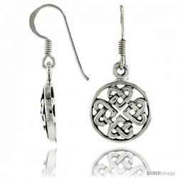 Sterling Silver celtic 4-Way Heart Knot Dangle Earrings, 1 1/4 in tall