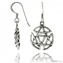 Sterling Silver Star of David Celtic Dangle Earrings, 1 5/16 in tall