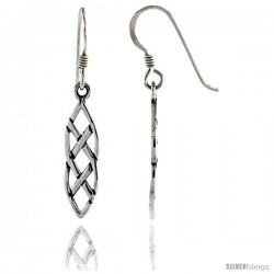 Sterling Silver Interlacing Marquise-shaped Braids Celtic Dangle Earrings, 1 7/16 in tall