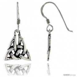 Sterling Silver Celtic Triquetra Dangle Earrings, 1 in tall