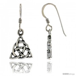 Sterling Silver Celtic Triquetra Dangle Earrings, 1 in tall -Style Te961