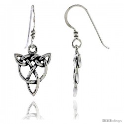 Sterling Silver Trinity in Wreath Celtic Dangle Earrings, 1 3/16 in tall