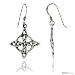 Sterling Silver 4-Point North Star Celtic Dangle Earrings, 1 3/8 in tall