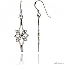 Sterling Silver Floral Celtic Dangle Earrings, 1 3/4 in tall