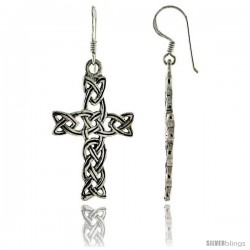 Sterling Silver Celtic Cross Dangle Earrings, 1 13/16 in tall