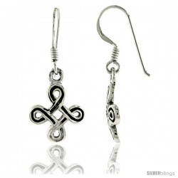 Sterling Silver Celtic Quaternary Knot Dangle Earrings, 1 1/4 in tall -Style Te973