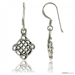 Sterling Silver Celtic Quaternary Knot Dangle Earrings, 1 1/8 in tall