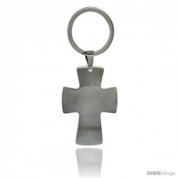 Stainless Steel Satin Finish Engravable Iron / Maltese Cross Keychain Key Tag Key Fob Key Ring, 3 1/2 in (87 mm) tall